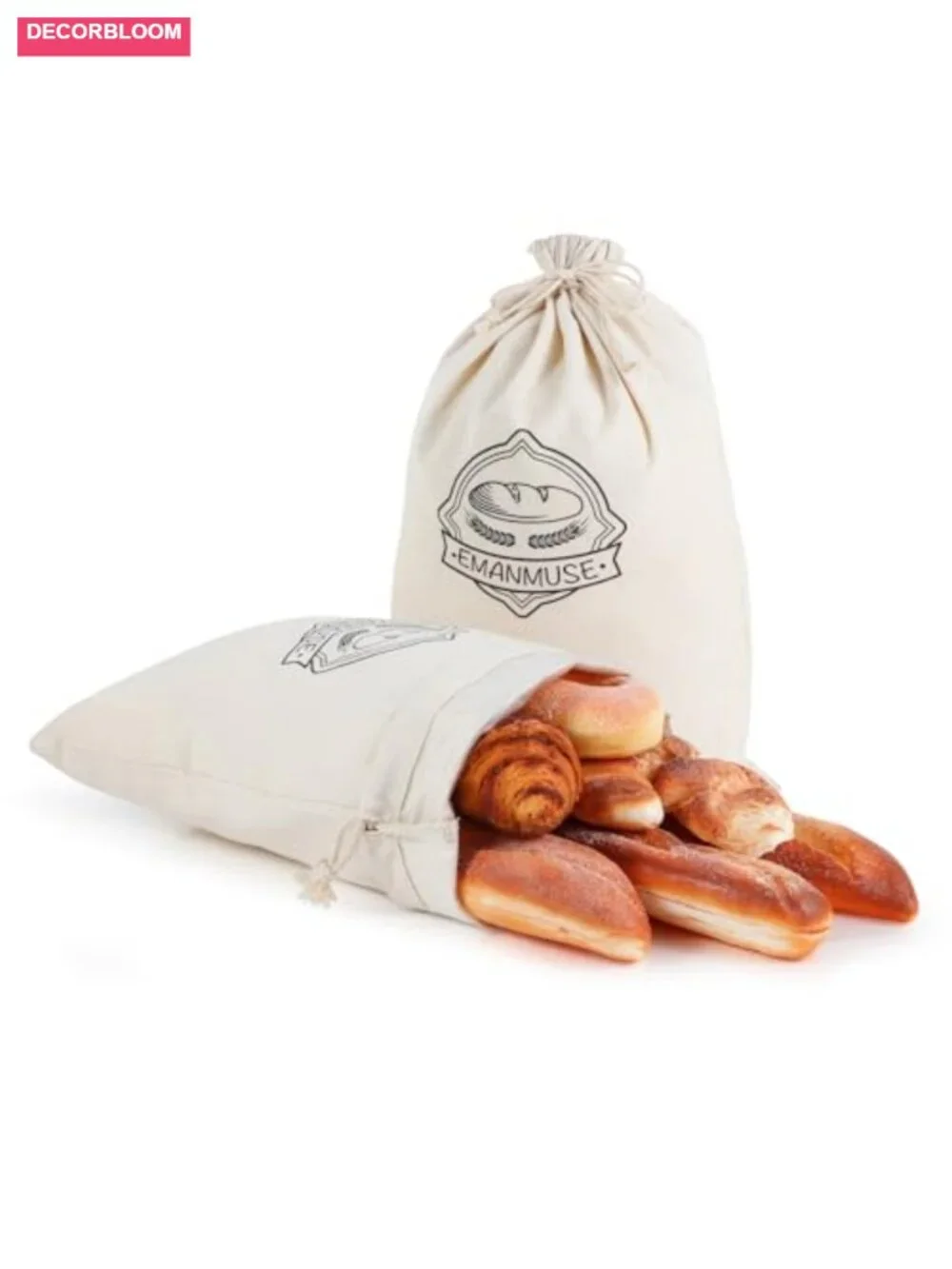 2pk Reusable Linen Bread Bags with TPU Lining for Sourdough
